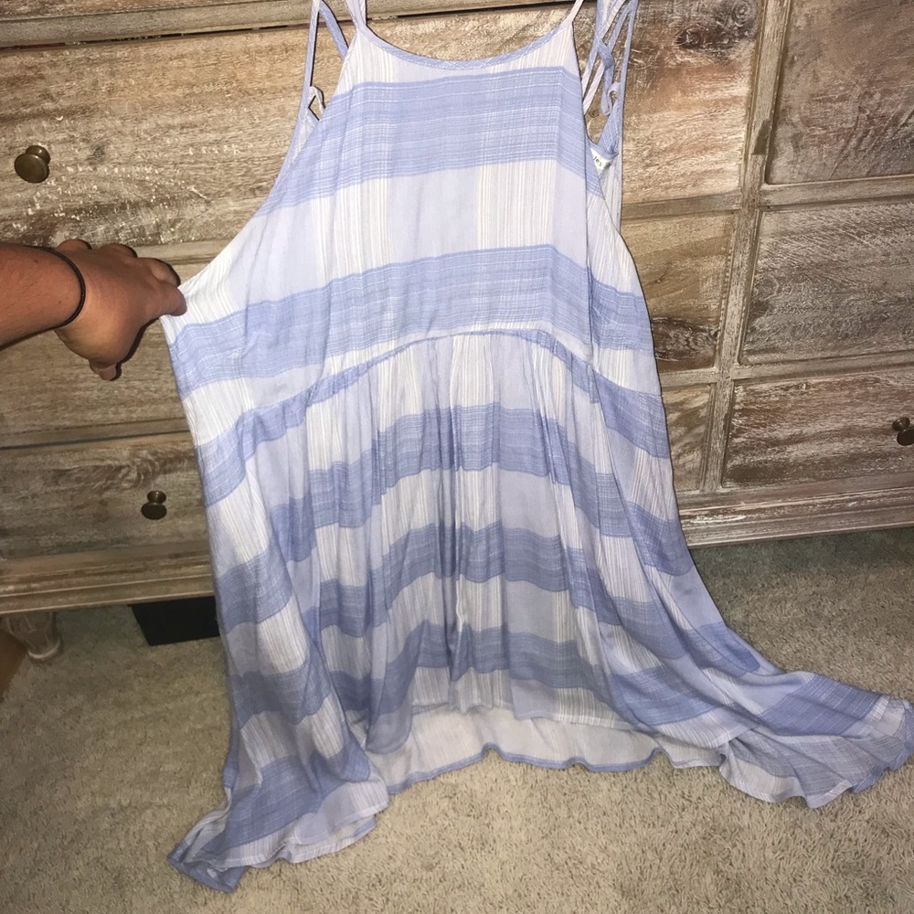 Boutique Blue Plaid High Low Dress - Picture 2 of 4